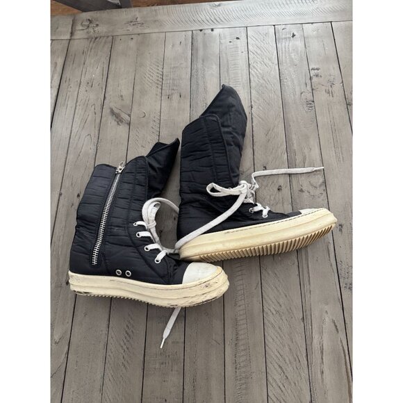 Rick Owens DRKSHDW Ramones High Top Sneakers Black White Size 37 7 - Picture 3 of 8